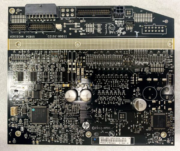 A close up of the bottom side of an electronic board.