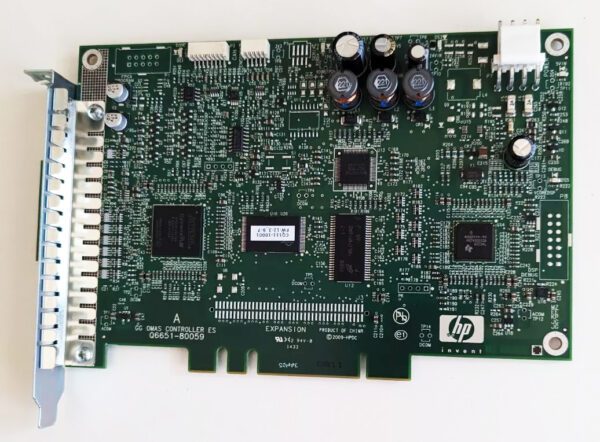 A computer board with many different parts on it