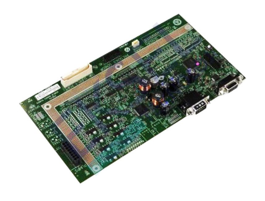 A computer board with many different wires and some other things